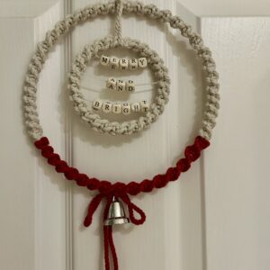 Handmade Macrame Christmas Wreath – Boho Holiday Door Hanger