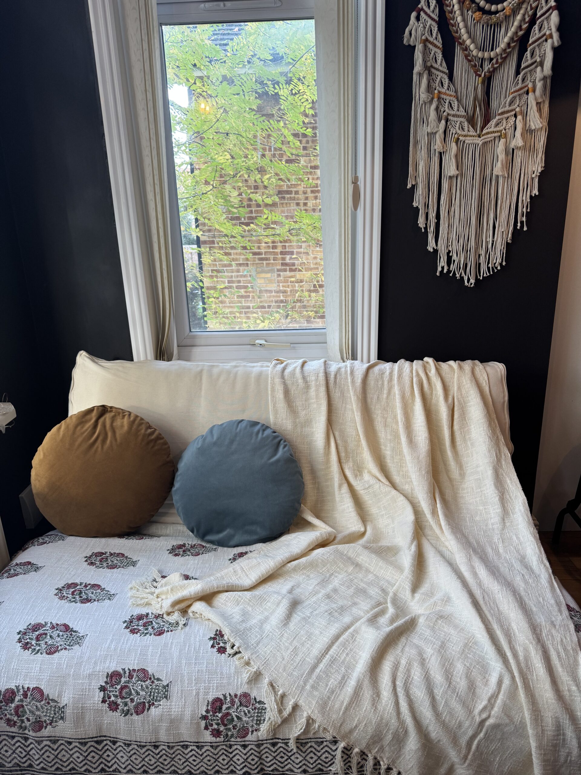 Handwoven Jaipur Cream Cotton Throw Blanket - Image 2