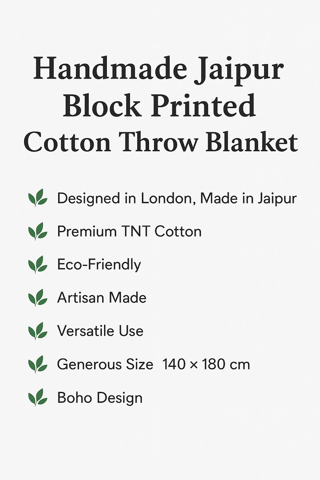 Handmade Jaipur Block Printed Cotton Throw Blanket – Boho Floral Design, Eco-Friendly Bed & Sofa Throw - Image 4