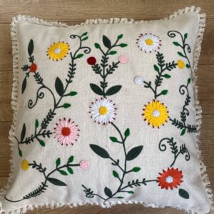 Hand-Embroidered Garden Cushion