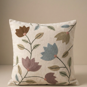 Modern Tulip Machine Embroidered Cushion Cover