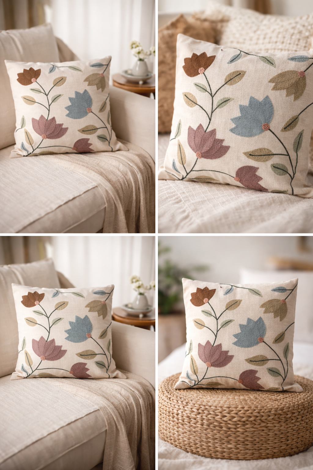 Modern Tulip Machine Embroidered Cushion Cover - Image 7