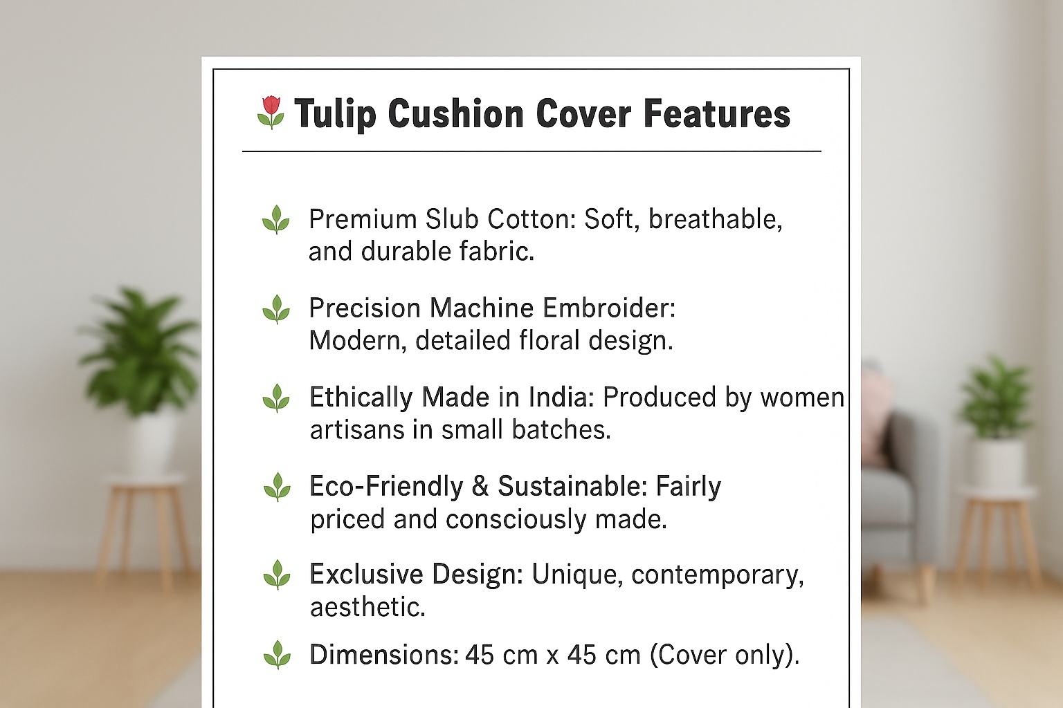 Modern Tulip Machine Embroidered Cushion Cover - Image 3