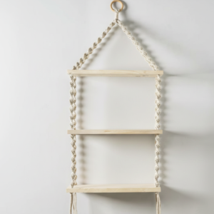 Handmade 3-Tier Macramé Hanging Shelf | 100% Cotton Boho Decor