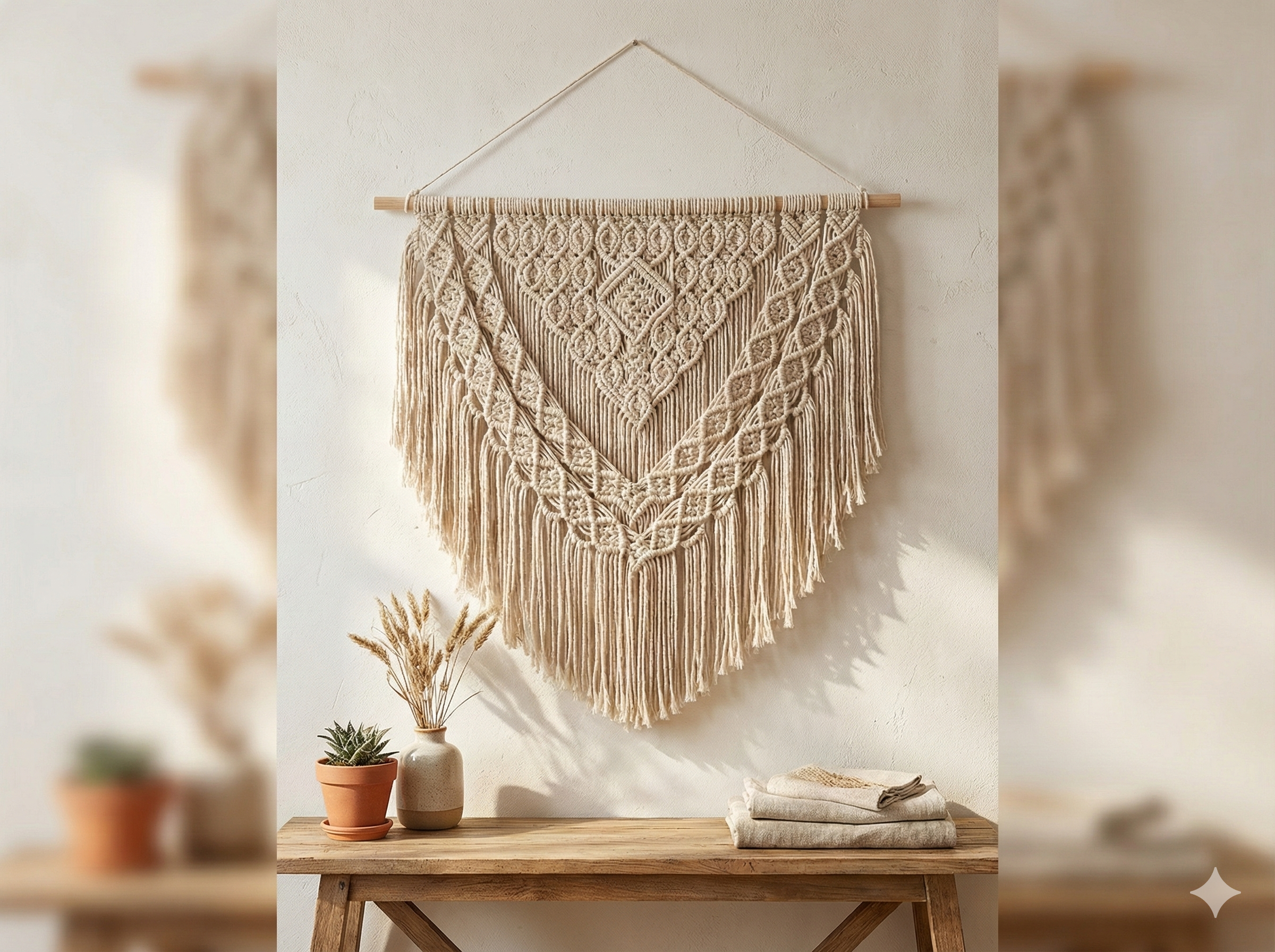 Handwoven Macramé Wall Hanging - 100% Cotton New without tags