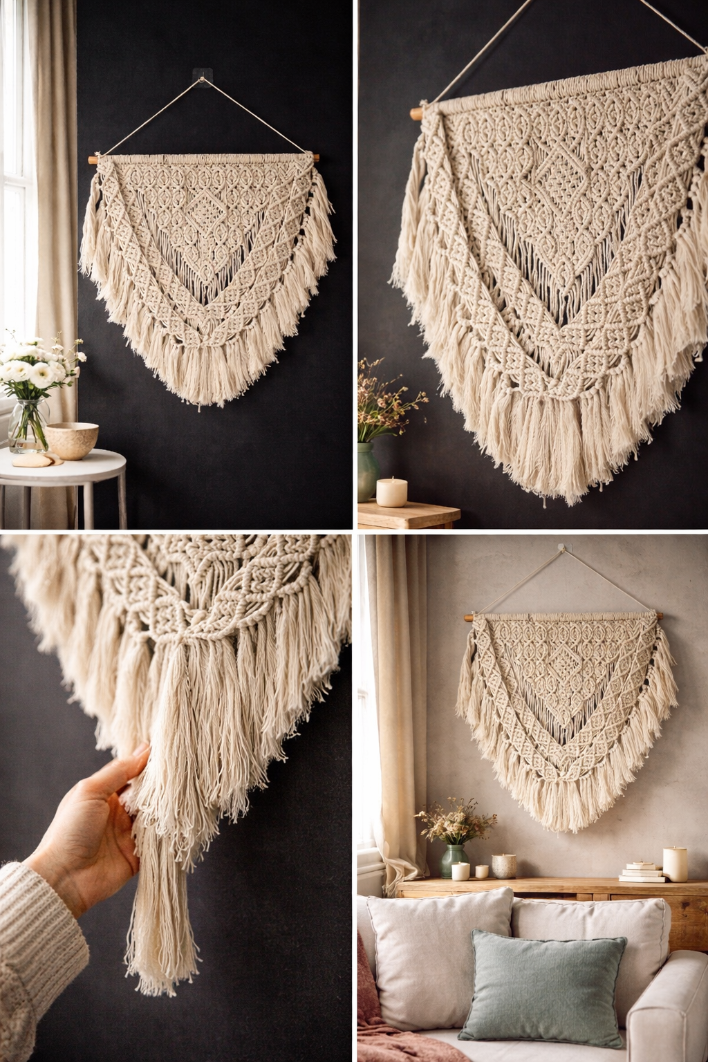 Handwoven Macramé Wall Hanging - 100% Cotton New without tags - Image 6